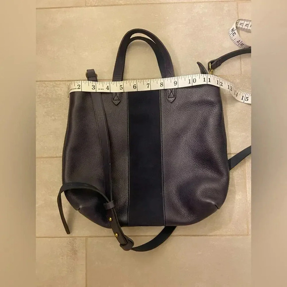 Madewell The Small Transport Leather Tote Dark Midnight Blue - Picture 13 of 15